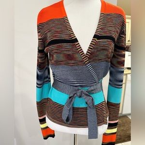 Diane von Furstenberg DVF cardigan wrap sweater M (fits like S) multicolor